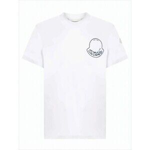 Moncler Short-Sleeved White Cotton T-Shirt With Minimalist Logo - NWT
